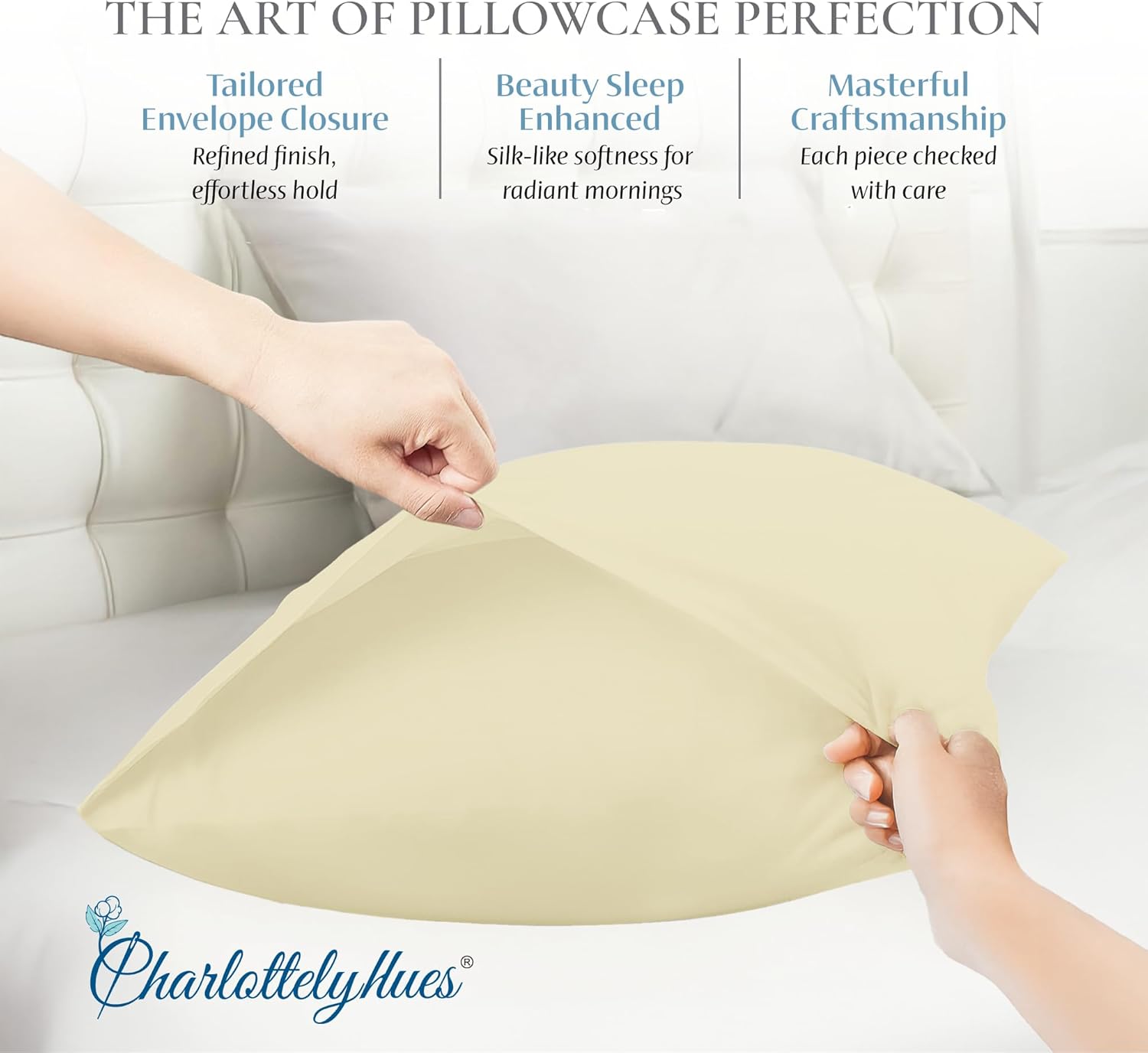 Charlotte 1000 Thread Count Sheet Set 4 Piece 100% Egyptian Cotton Hotel Luxury Breathable Soft Snug Fit Sateen Finish Bed Sheets Fits Upto 18" Mattress (Ivory, King)