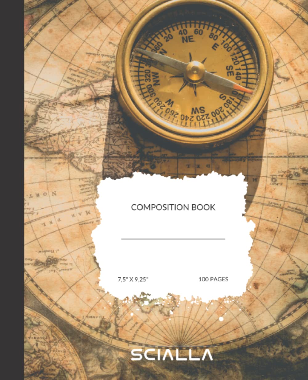 Beige Analog Compass | Composition Book for School, Office, Work, College: Flex & Matte Cover, 100 unruled pages, 7.5" x 9.25