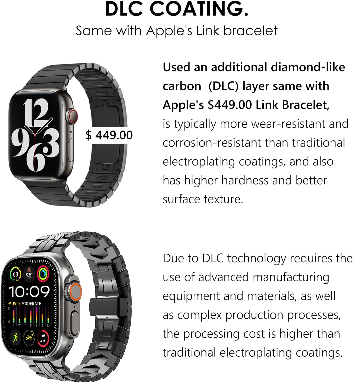 CHANCHY Titanium Band for Apple Watch Ultra 2, Durable Lightweight Titanium Metal Strap for Apple Watch Series 10-3 SE Ultra Men (Black Color) - Image 4