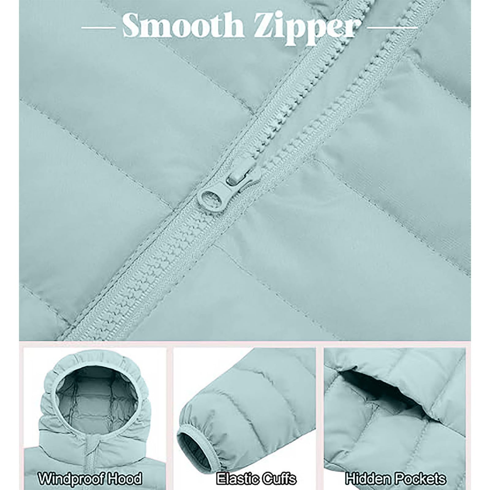 Winterjacke Mädchen Warm Puffer Wintermantel Packbare Steppjacke mit Kapuze Dicke Daunenmantel Kinder Winter Jacke Weich Kinderjacken Kapuzenjacke Daunenjacke Leichte Outdoor Mäntel Parka