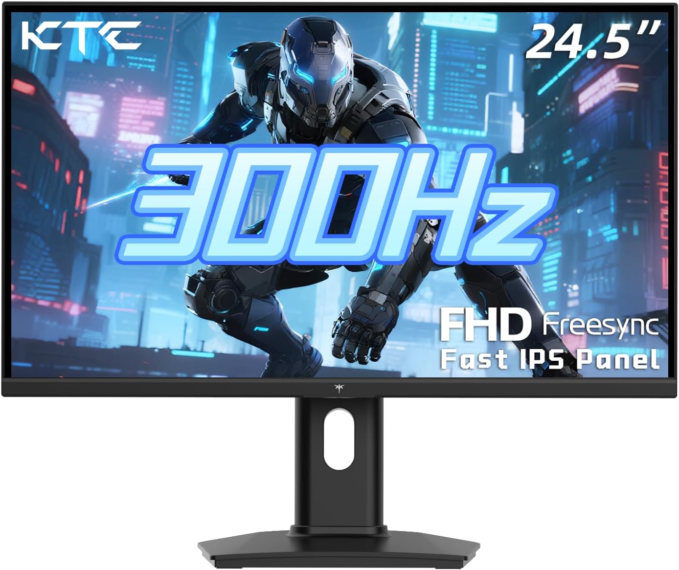 24.5 Inch 300Hz Gaming Monitor - FHD 1080P Fast IPS PC Monitor Gaming 1ms, Adaptive Sync, HDR, 240Hz Monitors Gamer with Display Port1.4x1 HDMI 2.0x2, 119% sRGB, VESA Mount, DP Cable, H25Y7