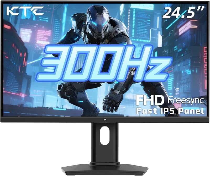 KTC 24.5 Inch 300Hz Gaming Monitor, 240Hz 1080P Monitor Fast IPS, H25Y7 | FHD 1920x1080, 1ms, Adaptive Sync, HDR, 119%sRGB, Monitors Gamer w/ Display Port HDMI, Tilt Pivot Height Adjust, VESA Mount