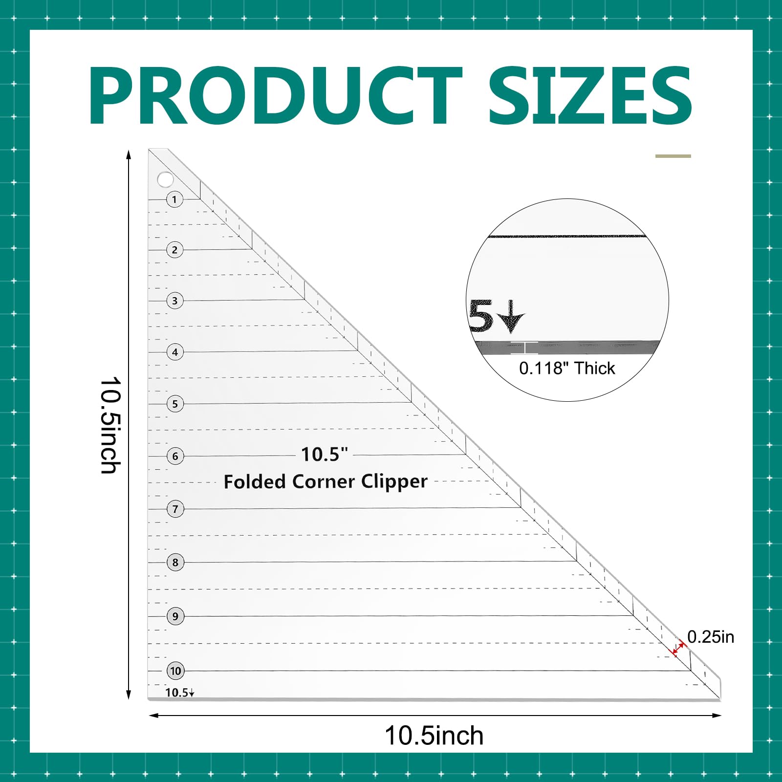 Snapklik.com : Simple Folded Corners Ruler 10.5 Inch Acrylic Folded ...
