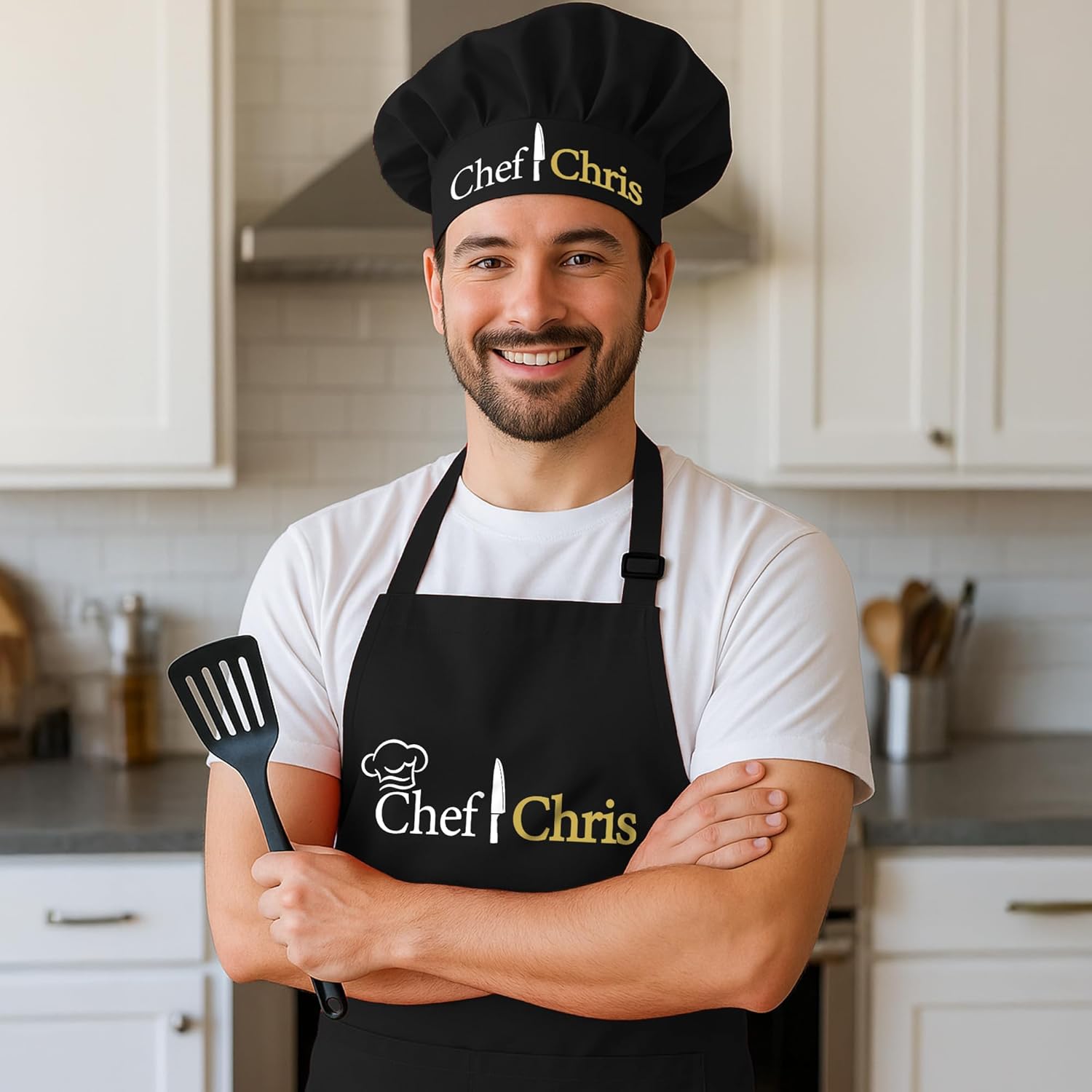 Chef Apron Men, Women, Personalized Adult Aprons for Women and Men, Regalos Para Chef Black Apron Chef Whites, Vday Gifts for Him, Her, Valentine Aprons for Women, Men, Professional Aprons for Chefs - Image 2
