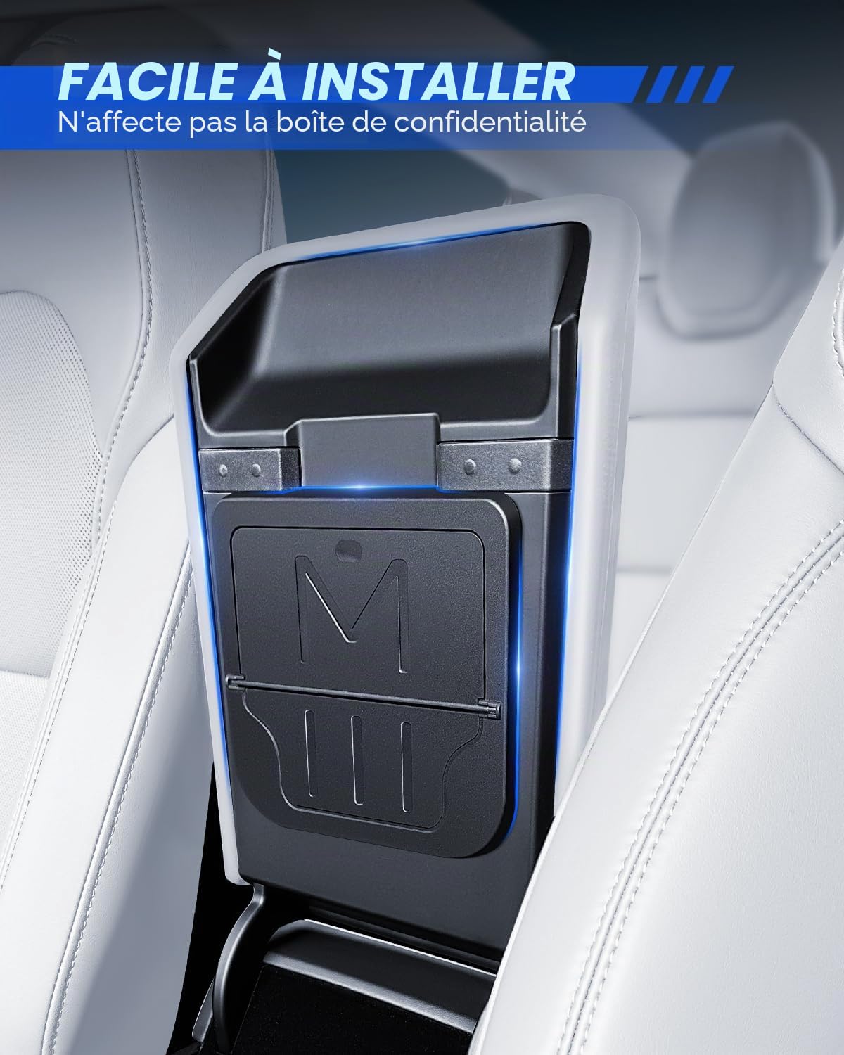 Couvercle d’Accoudoir Central pour Tesla Model Y 2025-2026 et Model 3 2024-2026 Protection en TPE Étanche et Antidérapant Tesla Juniper Highland Accessoires (Blanc)