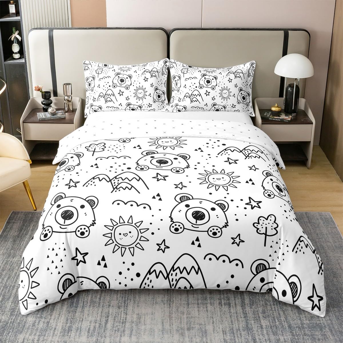 Cute Dinosaur 100% Nature Cotton Duvet Cover Cartoon Wild Animals Comforter Cover Twin Size with 1 Pillowcase Kids Dino Green Leaves Aesthetic Luxury Bedding Set (No Filler)