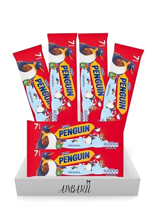 AMBARII McVities Penguin Original Chocolate Biscuit Bars, Multi-Pack Gift Box, 7 Bars per Pack, 6 Packs