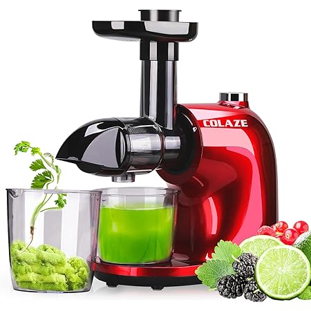 Amazon.com: COLAZE - Exprimidor de masticación lenta con 2 velocidades y  función inversa, extractor de exprimidor de prensa fría con motor Queit,  exprimidor de apio con receta y cepillo