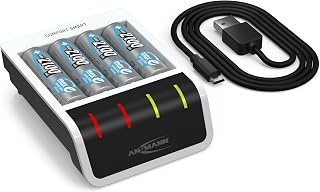 ANSMANN Akku Ladegerät inkl. 4X AA 2100mAh Batterien, USB Eingang