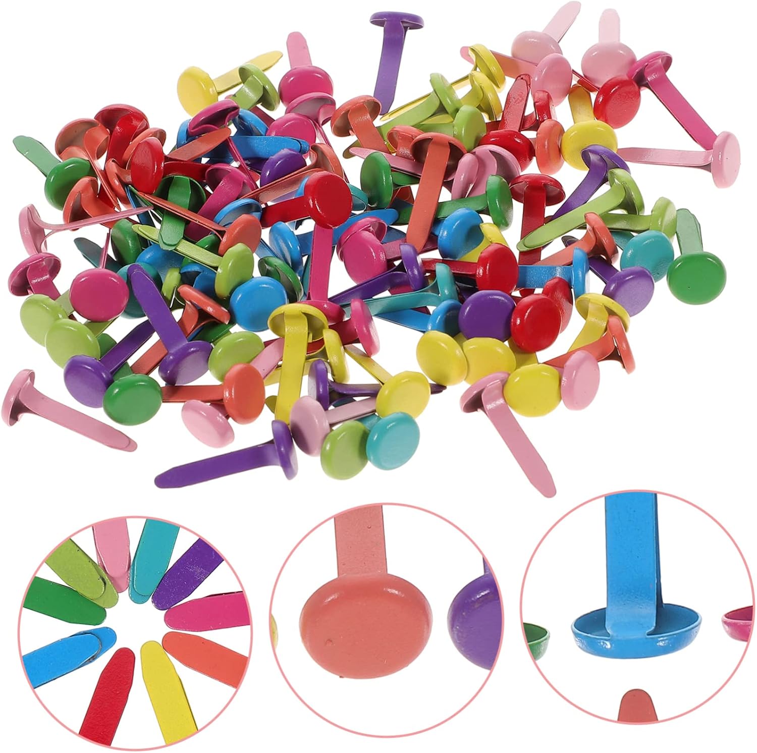 LIFKOME 6bags Iron Brads Paper Craft Fasteners for DIY Scrapbooking Decorative Nails