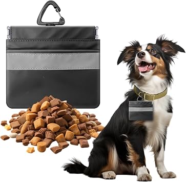 Dogs Treat Pouch Bag, Portable Pet Pocket Waist Clip Bag, Reflective Snack Bag for Pets, Includes Clip and Carabiner