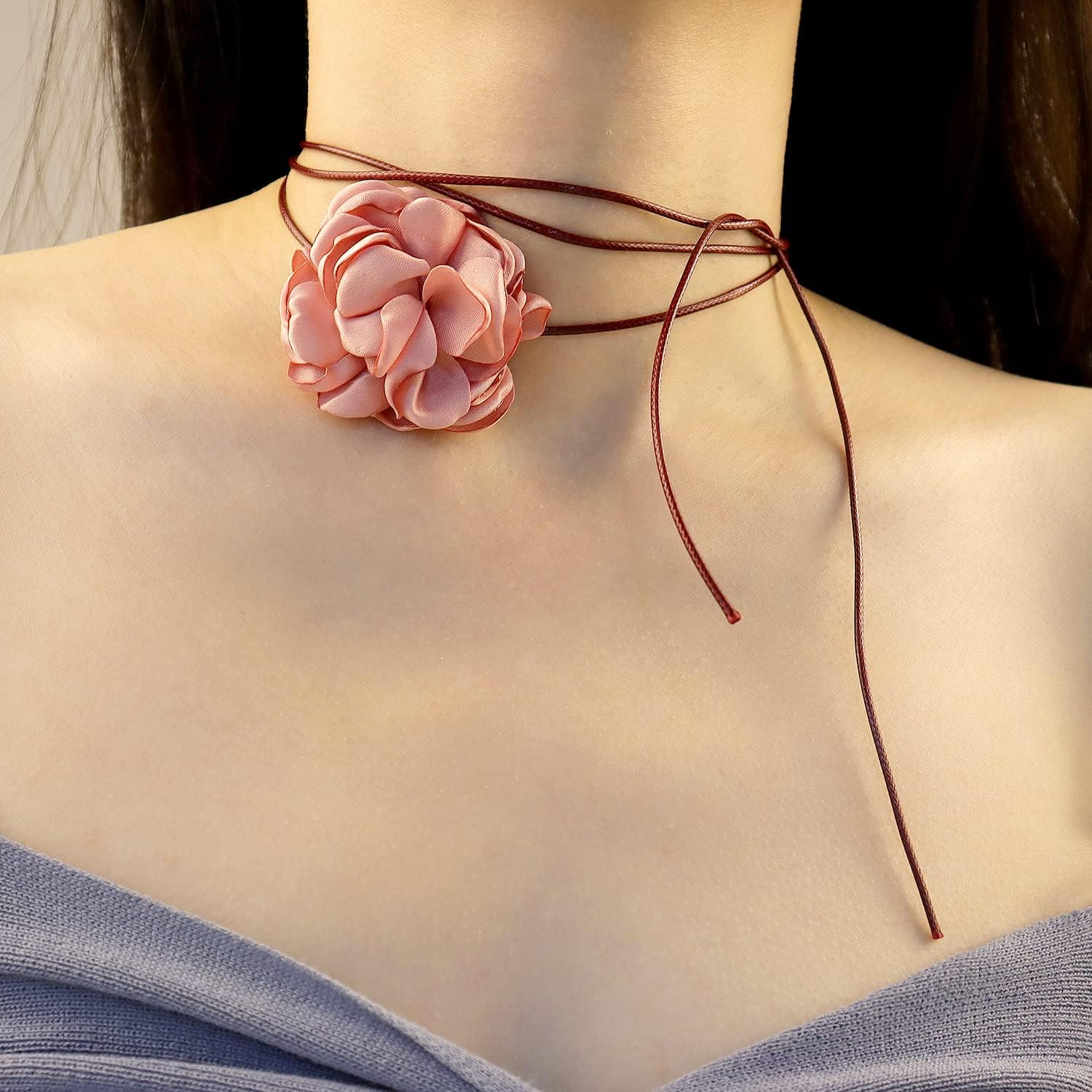 Vintage Flower Choker Necklace Gothic Lolita Rose Neck Chain Long