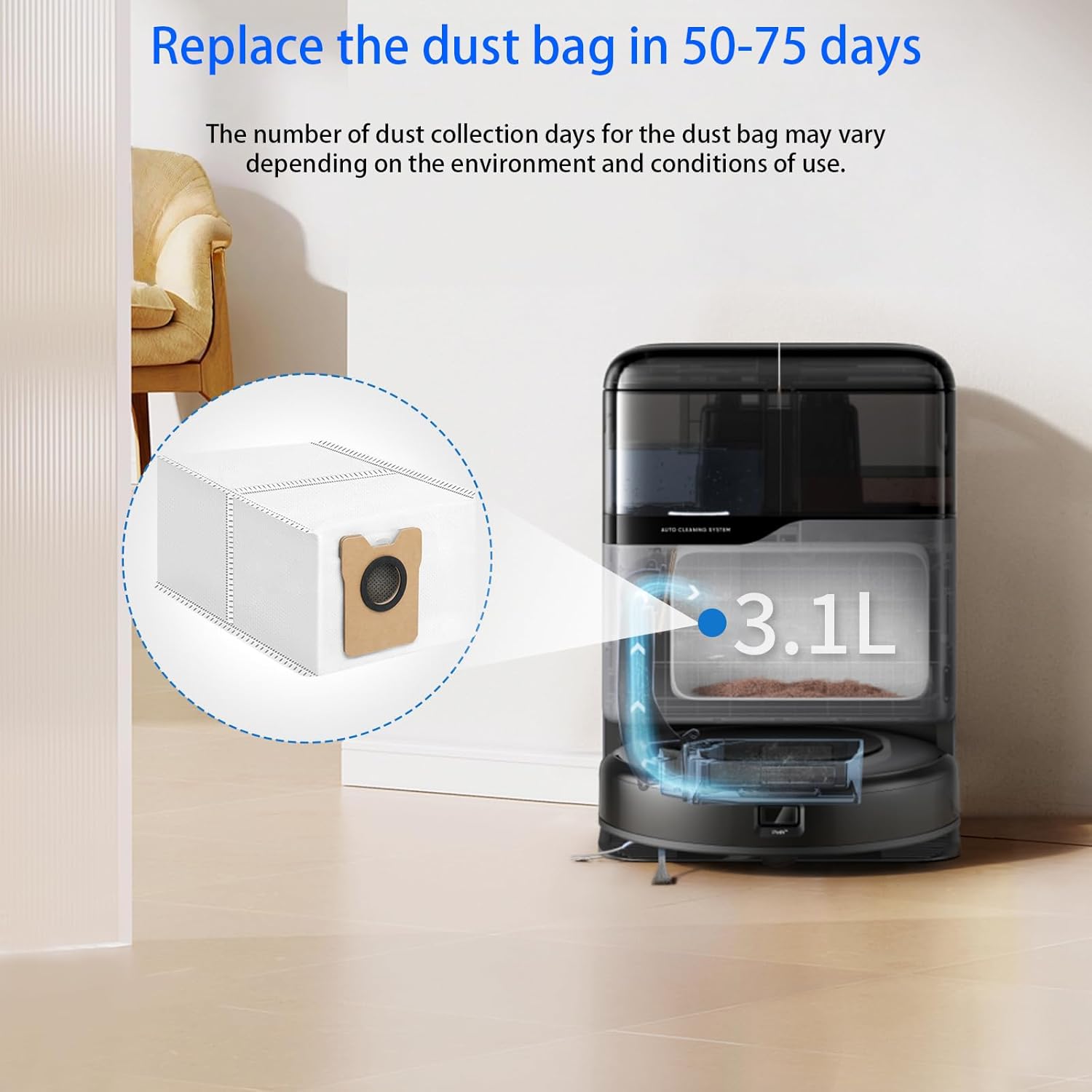 20-Pack C10, Omni C20 Replacement Dust Bags Compatible with for Eufy C10, C20 Omni Robot Vacuums, Vacuum Bags for Eufy, Activated Carbon Layer Large Capacity Disposable Dust Bags