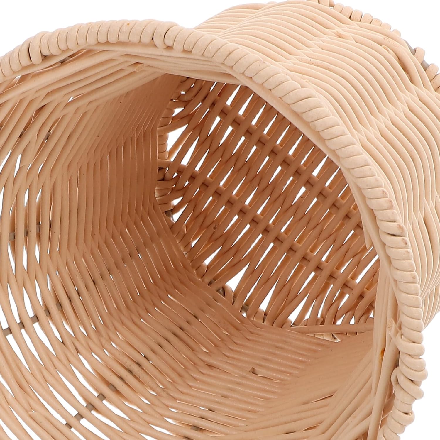 HOMSFOU Wedding Flower Girl Basket Cream Imitation Wicker Handwoven Plastic Basket with Handle for Weddings Garden Berry Picking and Party Decor