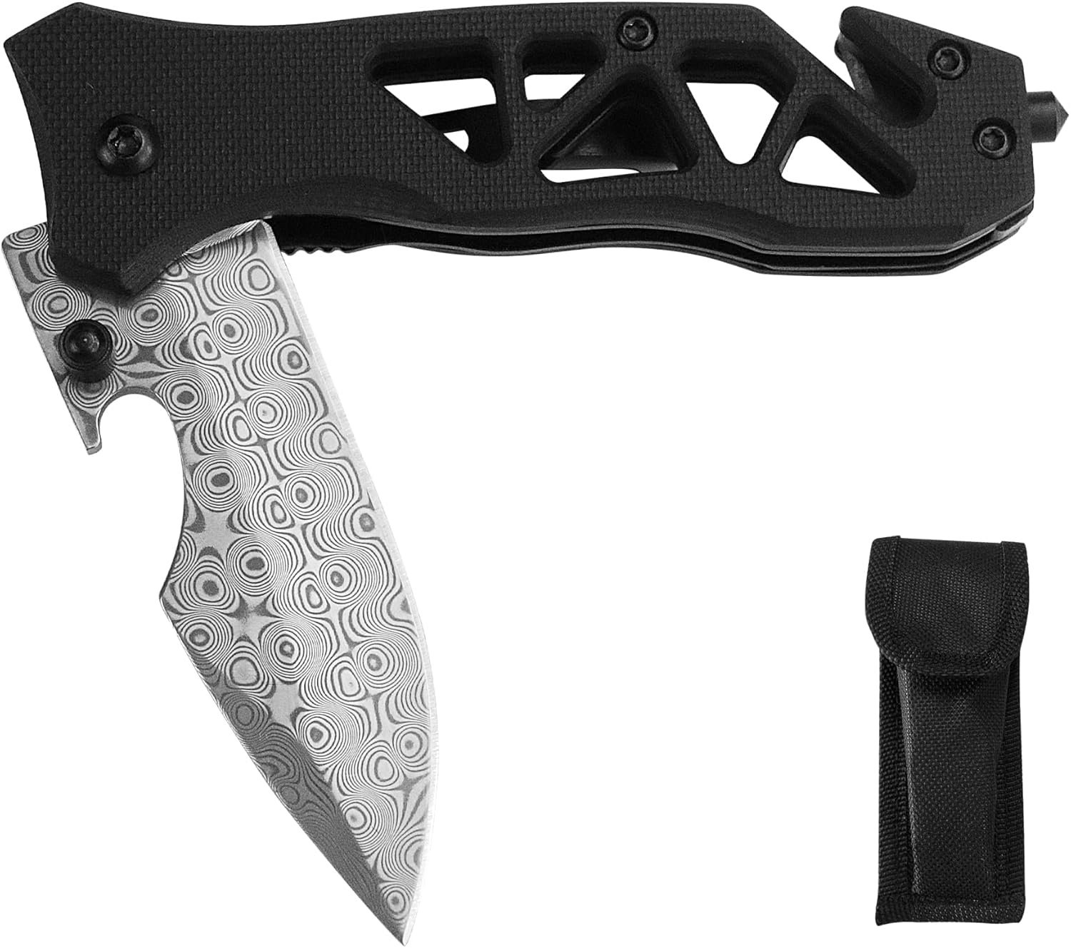 Father‘s Day Mother‘s Day & Birthday Gift for Him Her - XIPHIAS Damascus Folding Knife for Husband, Boyfriend, Father, Wife, Girlfriend, Mom - 71-Layer Steel Blade, G10 Handle, Glass Breaker/Bottle Opener/Rope Cutter,EDC for Camping, Hunting, Survival - XK051-Damascus