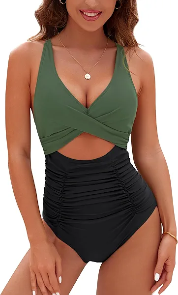 Blooming Jelly Womens One Piece Swimsuits Push Up Tummy Control Bathing Suit Cutout Ruched Slimming Swim Suits 2025