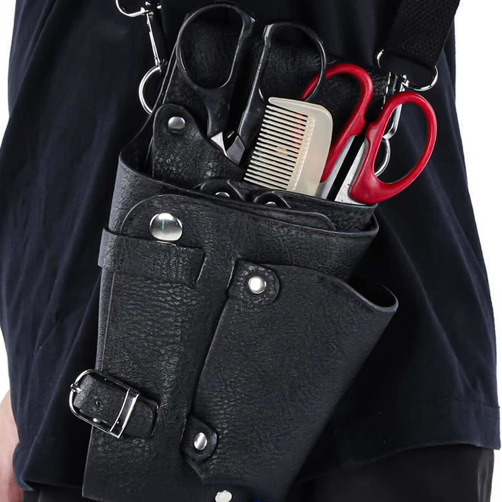 Borsa per Parrucchieri in Pelle Borsa per Forbici da Parrucchiere Borsa Parrucchiere Nero Borsa per Attrezzi Professionale da Parrucchieri