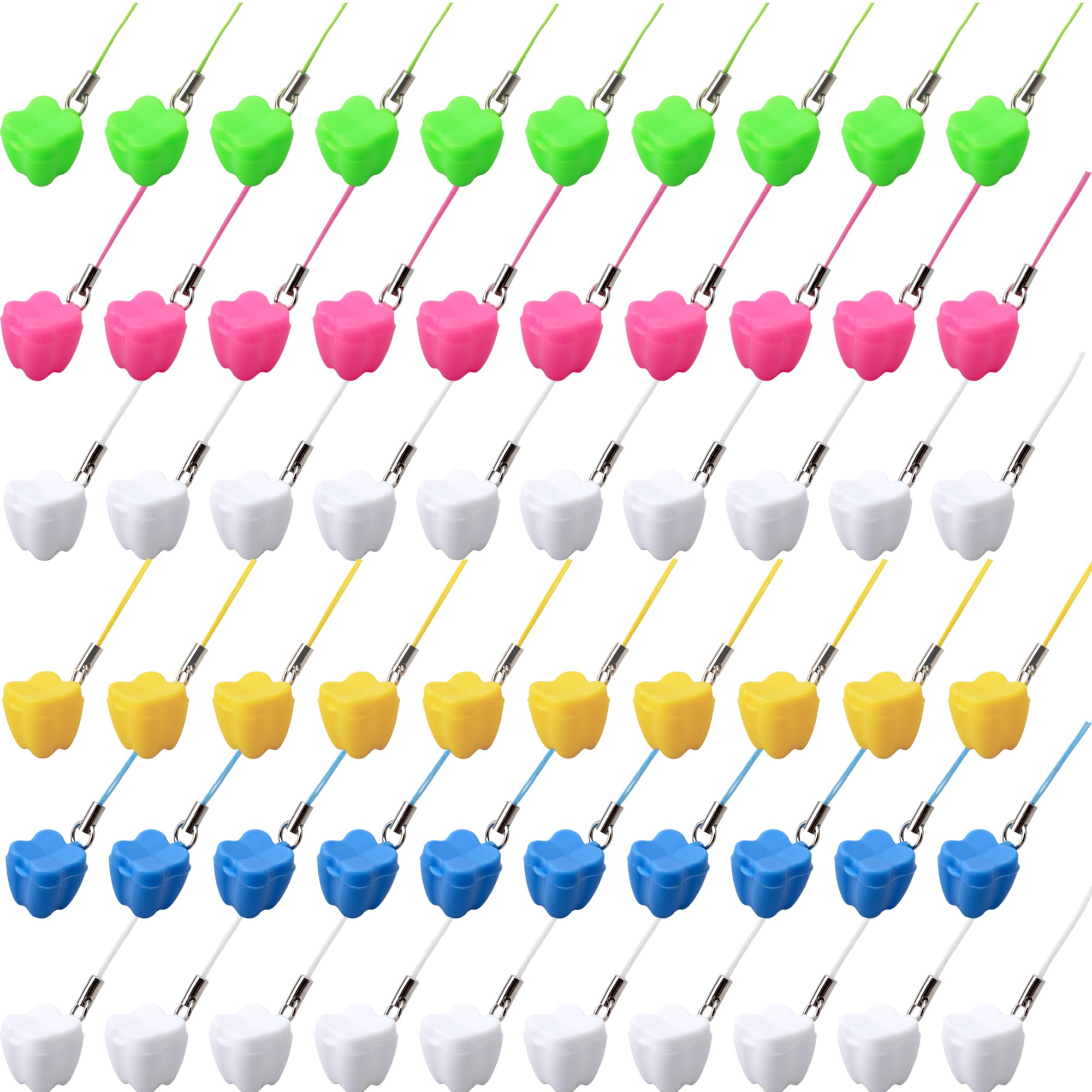 60 Pcs Plastic Tooth Savers Necklace Colorful Tooth Holders Tooth Necklaces Container for Kids Teeth Keepsake Theme Party Supplies Goodie Bag Fillers, 5 Colors