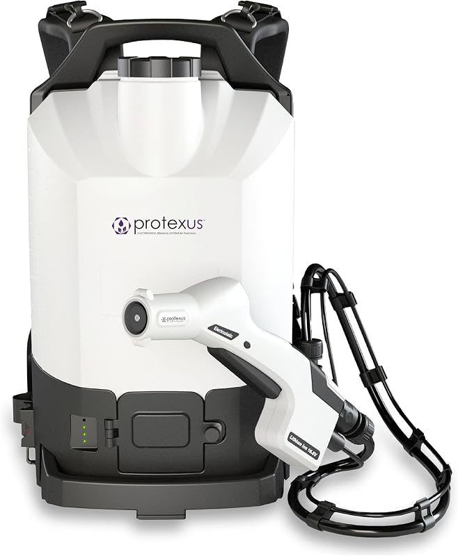Pulverizador de mochila electrostático inalámbrico EvaClean Protexus | Recargable de 16,8 V, 2,25 galones, boquilla de 60 micrones, manguera de 4 pies - Desinfectante y desinfectante comercial - Cobertura de 23,000 pies cuadrados