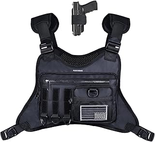 Outdoor Chest Bag for Men, Adjustable Tactical Chest Pack with Gear Holder,Lightweight Anti-theft EDC
