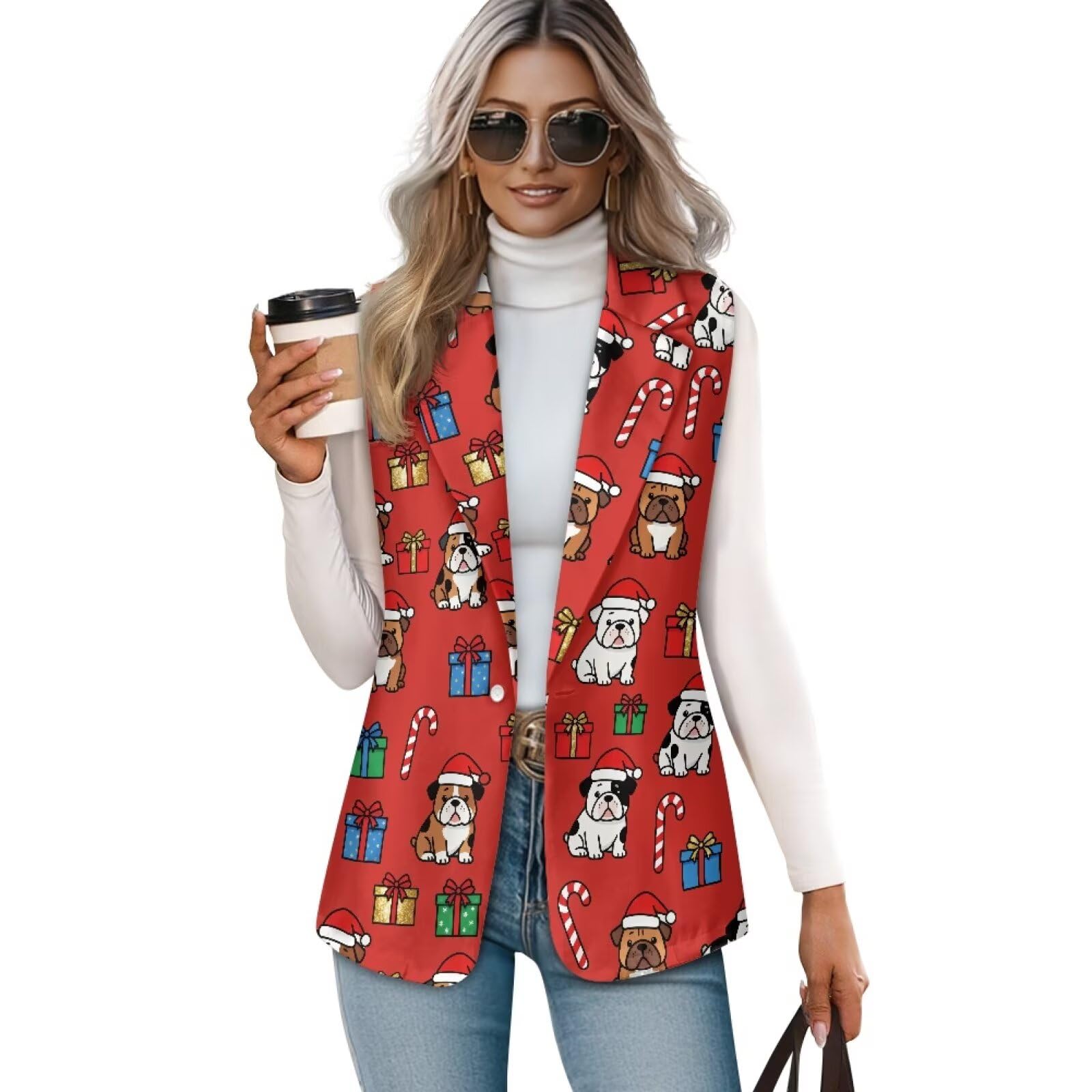 Christmas Waistcoat Vest for Women Lightweight Womens Suit Vest for Casual Party Breathable Womens Suit Jacket