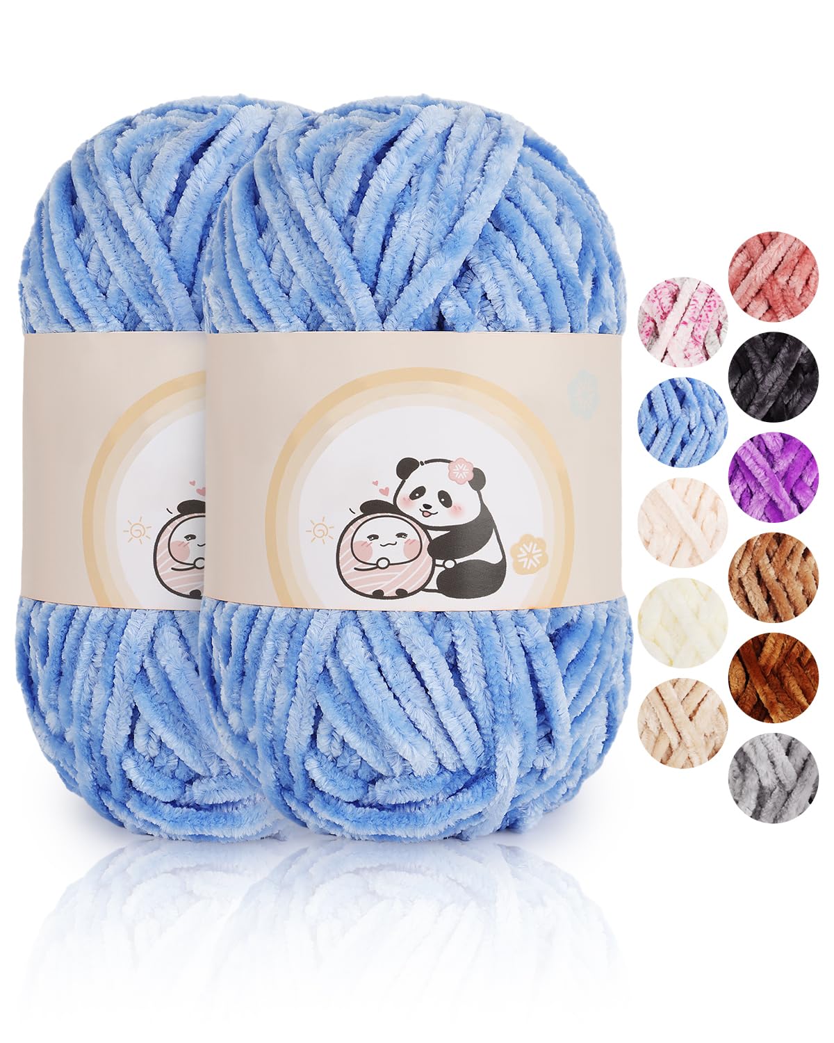 Aeelike 200 g Chenillewolle zum Stricken von Hand, grob gestrickt, weich, Chunky Chenille, flauschig, Chenillegarn, warm, aus Plüsch, Himmelblau