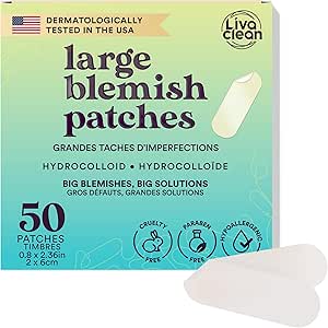 Livaclean 50 CT Large Hydrocolloid Strips - Hydrocolloid Bandages, Large Gunk Patches, Patch XL