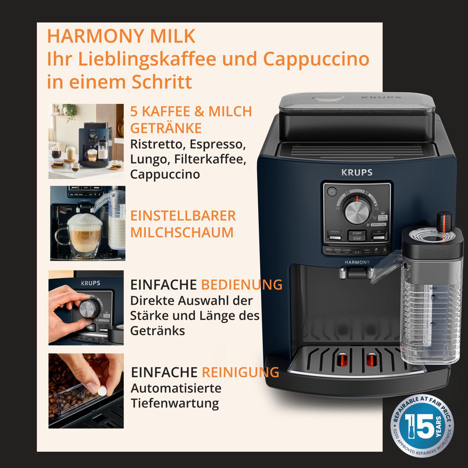 Krups Harmony Milk Kaffeevollautomat – Bild 6
