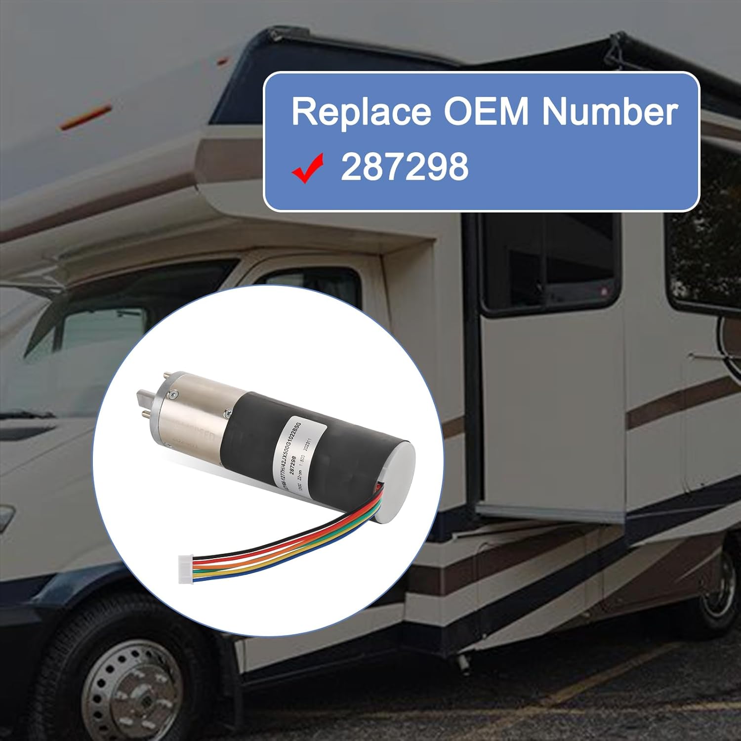 RV in-Wall Slide-Out Motor 500:1 High Torque Gear Ratio 12V DC, Compatible with Lippert LCI Schwintek in-Wall Slide System, Motorhome Slide Motor Assembly Replace# 287298