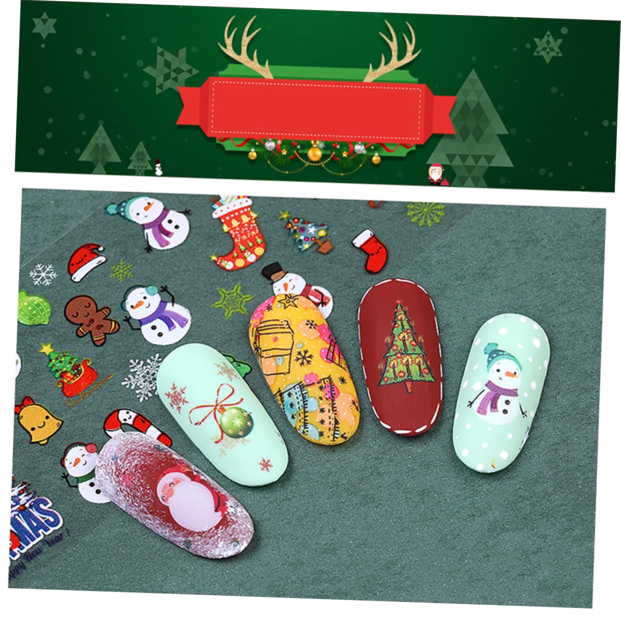 Beaupretty 6 Juegos calcomanías de arte de uñas pegatinas de uñas pegatinas navideñas para adhesivos hoja de arte de de vacaciones láminas de de