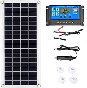 Painel Solar 50W 12V Kit Policristalino Mono Fotovoltaico Kit De Painel Solar Completo 12V USB Com Controlador 60A Células Solares Para Carro Iate RV Barco Moblie Phone Bateria Carregador,Bonny369