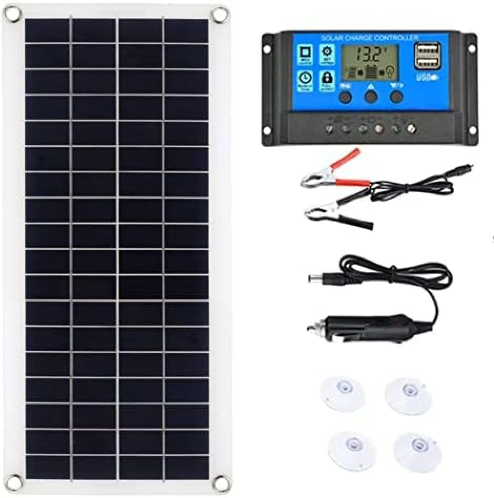 Kit Pannello Solare 50W 12V Kit Pannello Solare Mono Fotovoltaico Policristallino Completo 12V USB Con Controller 60A Celle Solari Per Auto Yacht Camper Barca Cellulare Caricabatterie