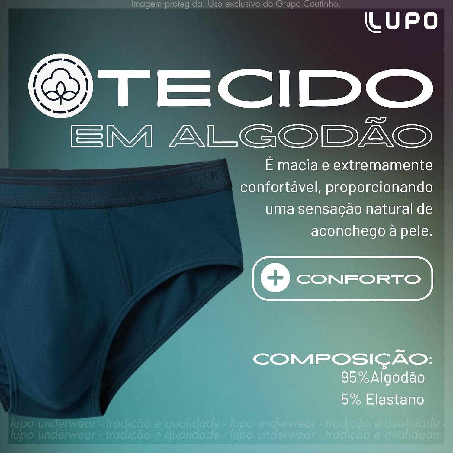 Cueca Slip Lupo Algodão Cotton Hipoalergênica Masculina Original Cueca Slip Lupo Algodão Cotton Hipoalergênica Masculina Original - Imagem 5