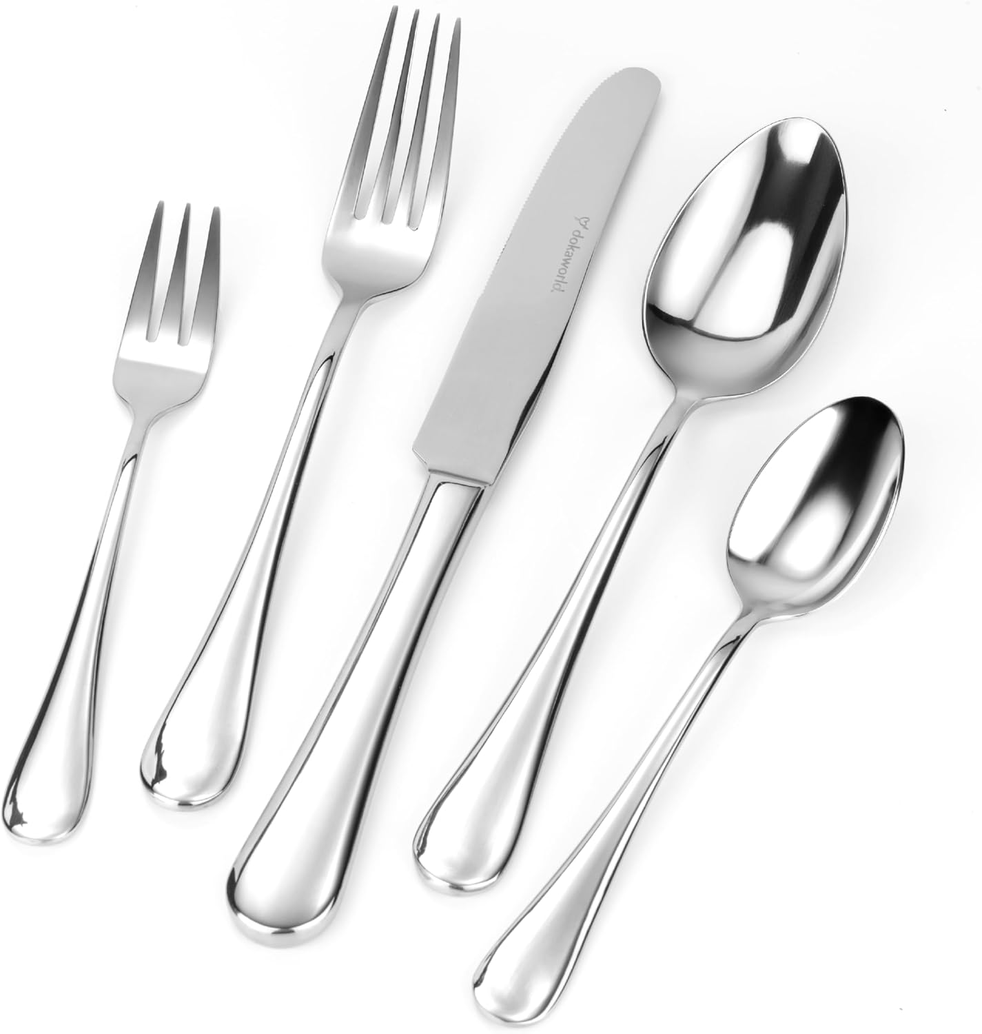 Modern Design Polished Flatware, Silverware Set for 8 persons, 40 Piece - Spoons, Forks, and Knives 18/10 Stainless Steel, Dishwasher Safe