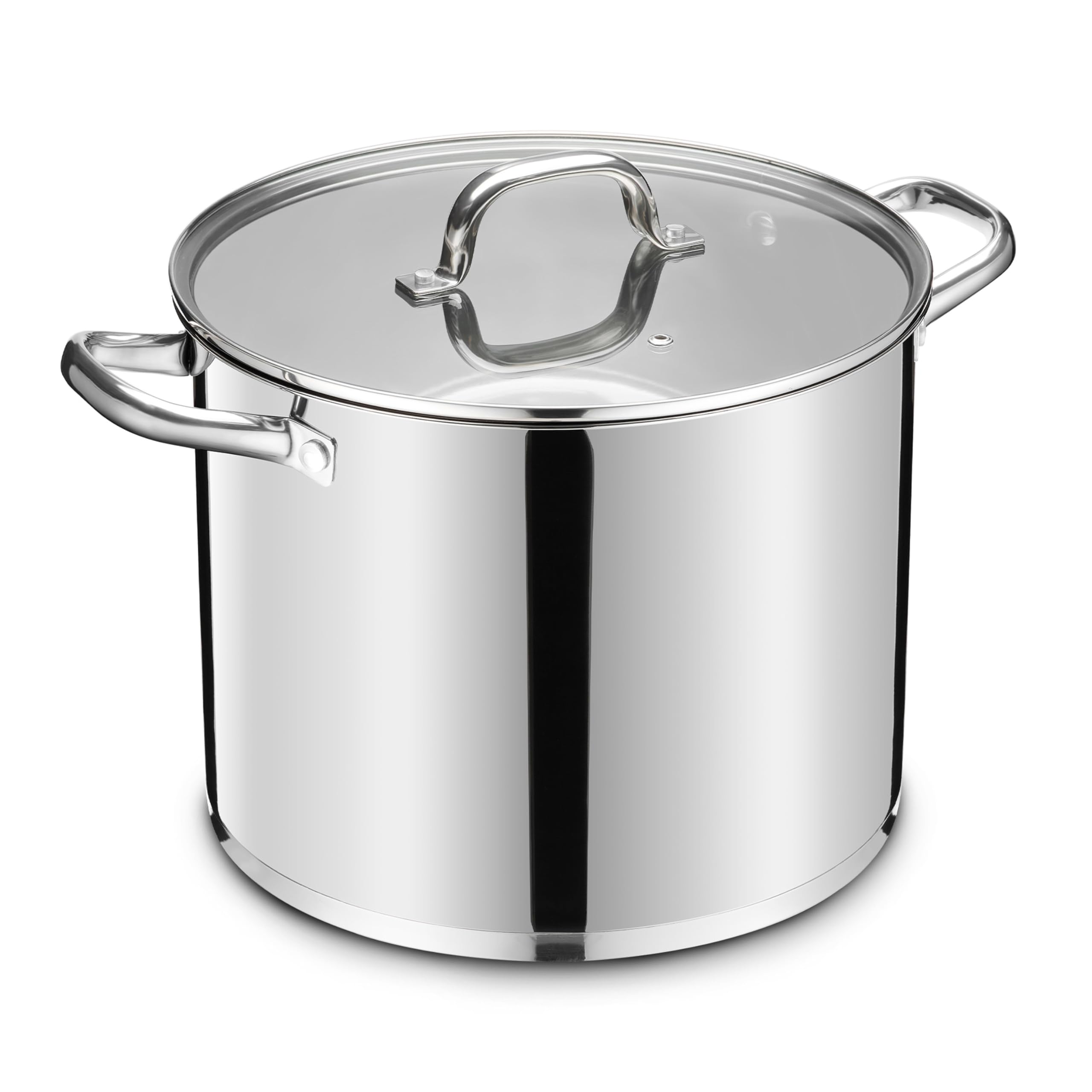 LIANYU Großer Suppentopf aus Edelstahl, 24 QT, robuster Suppentopf mit Glasdeckel, tiefer klassischer Suppentopf zum Kochen, Schmoren, Köcheln, dicker, dreilagiger Boden und kühlbleibender Griff