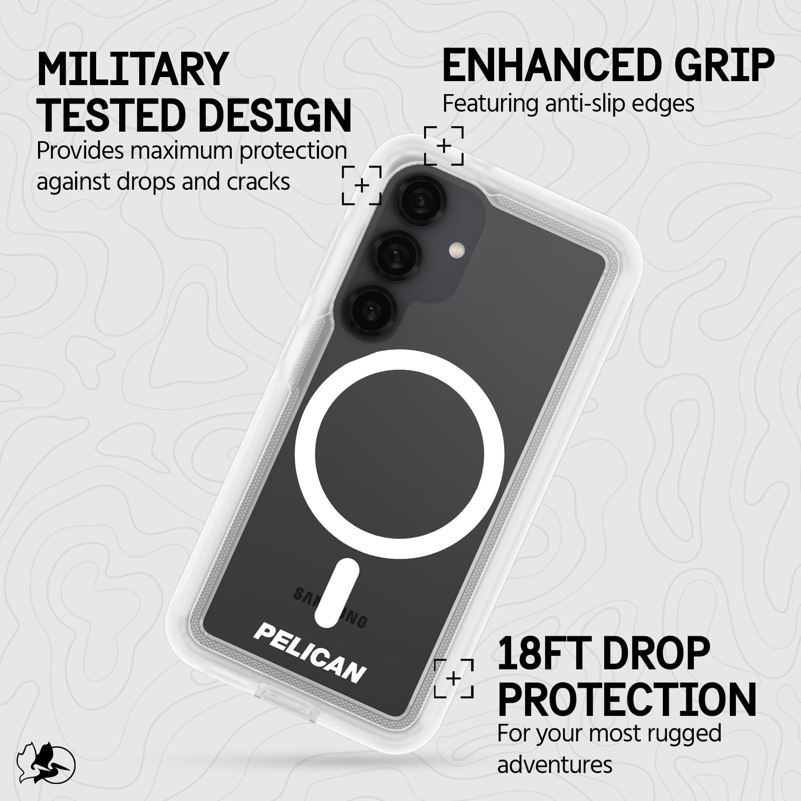 Pelican Voyager Schutzhülle für Samsung Galaxy S25 [magnetisches und kabelloses Laden] Robuste Handyhülle mit 5,5 m MIL-STD Fallschutz – robuste Hülle mit Gürtelclip für Samsung Galaxy S25 – | Magnetische und kabellose Ladehülle mit 5,5 m Fallschutz in Mi