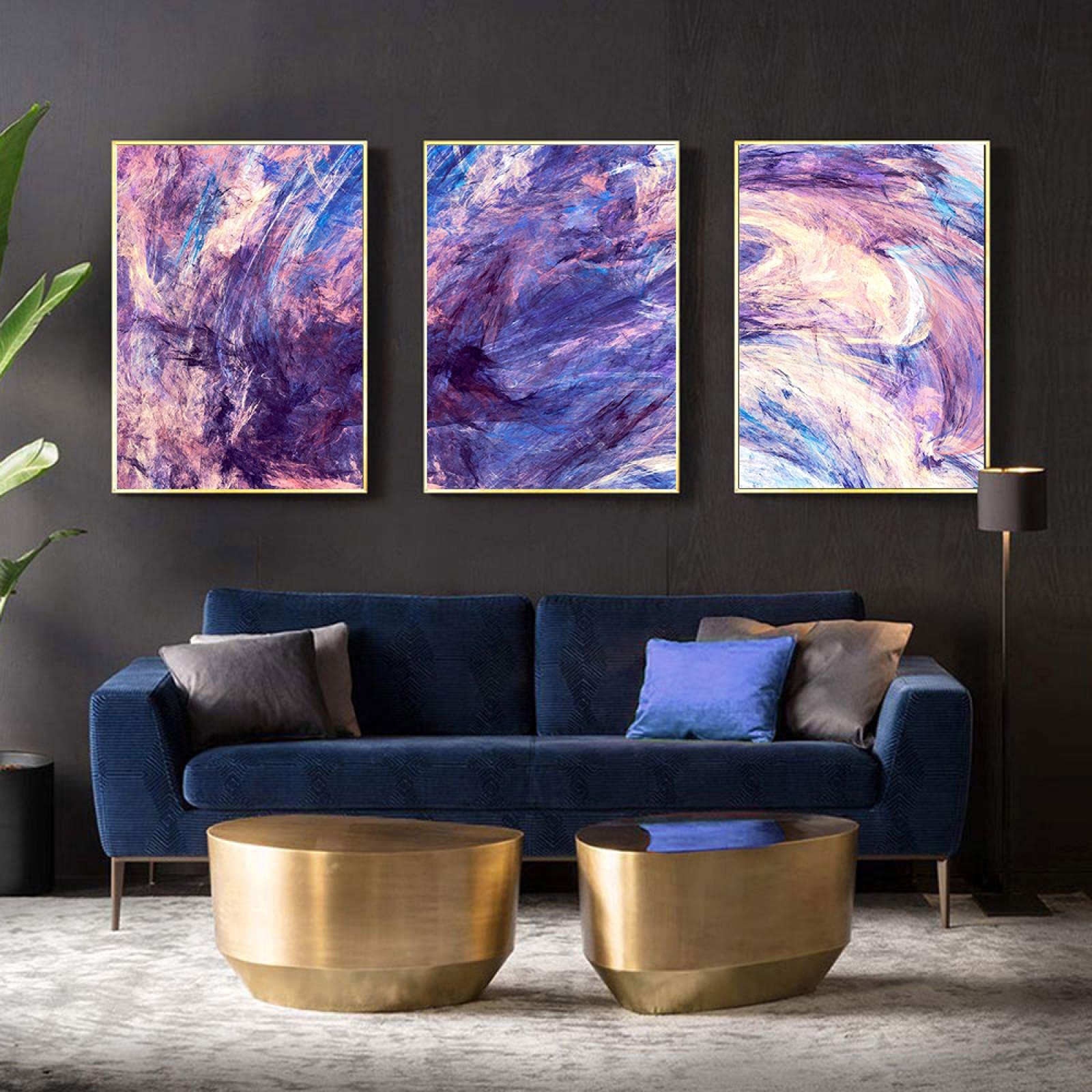 Impression moderne sur toile colorée 60x90 cm triptyque abstrait grand format salon chic