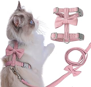 Cat Harness and Leash for Walking Escape Proof, Cat Vest Harness and Leash Ddzmz Escape Proof Soft Mesh Breathable Adjustable Pet Vest Harnesses for Cat Pink S M for Pet Cat Kitten Puppy Rabbit Ferret