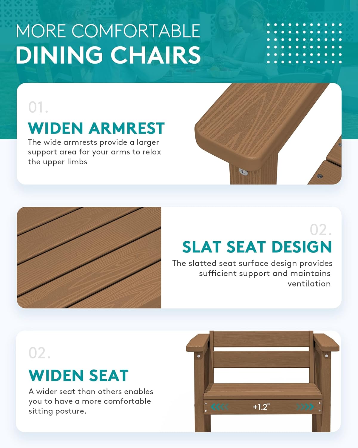 SERWALL 9-Piece Outdoor Dining Set, 60" - 83" Expandable Outdoor Dining Table and 8 HDPE Chairs, All Weather HDPE Outdoor Furniture Set for Backyard, Garden, Brown