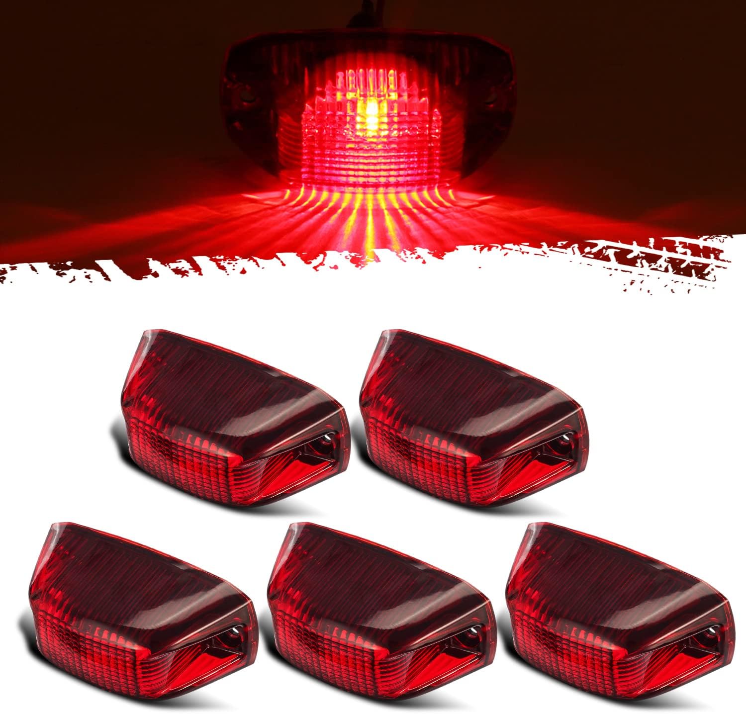 Partsam 5pcs Replacement for Ram Promaster 1500 2500 3500 Rear Cab Marker Roof Lights Rear Roof Mounted Cab Light Lamps Top Clearance Assembly 2014 2015 2016 2017 2018 2019 2020 w/Replaceable Bulbs