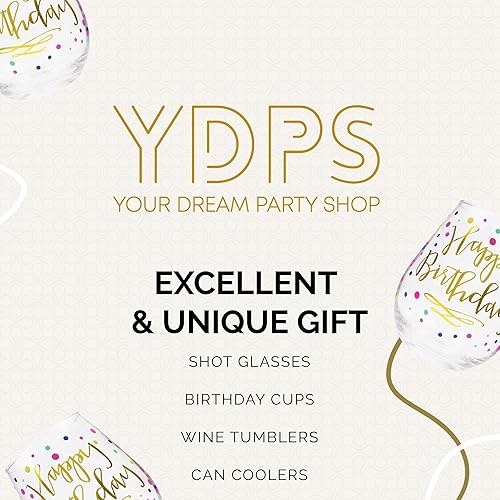 Miniatura 9 de Your Dream Party Shop Copa de vino de feliz cumpleaños, 22 onzas, sin tallo con impresión dorada, regalo para adultos y mujeres, tazas de feliz