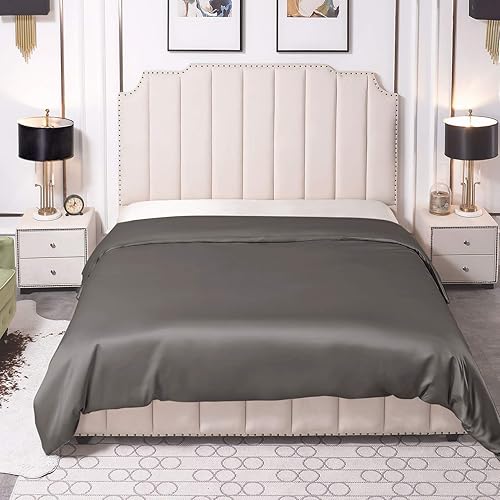 Miniatura 2 de THXSILK Lujosa funda de edredón de seda sin costuras, 25 Momme de seda de morera para edredón de plumón con cierre de cremallera (carbón, King)
