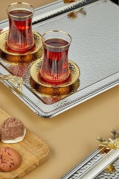 Rectangular 2-Piece Stainless Steel Metal Tray Set