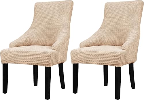 Vista 103 de Lellen Funda elástica para silla con respaldo de ala, funda reutilizable para silla lateral con respaldo de ala, fundas para sillas de comedor, 02