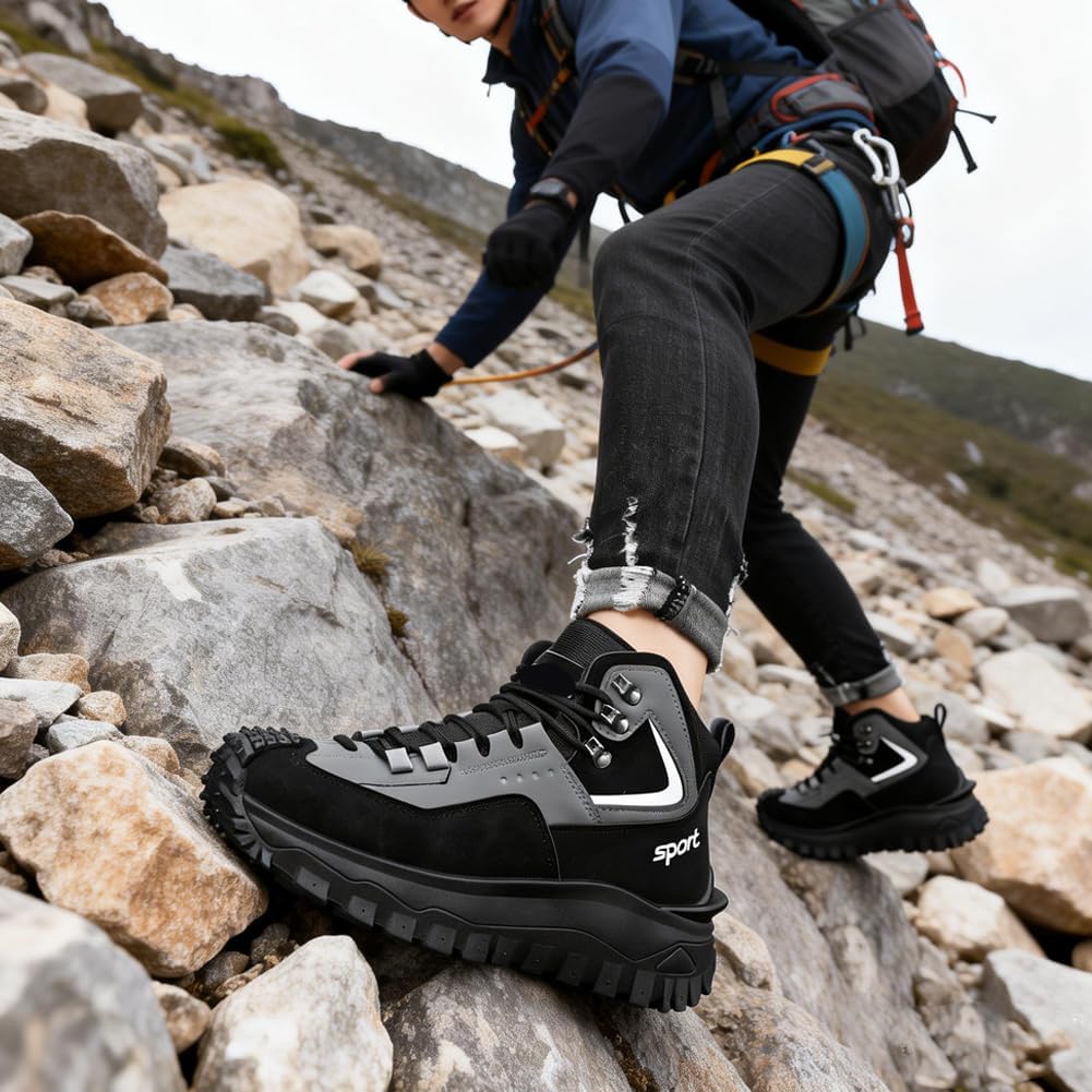 Men's Large-Size Hiking Shoes - Safety Work Orthopedic Hiking Boots - Lightweight Low Top Casual Shoes - for Walking & Hiking Breathable Comfortable