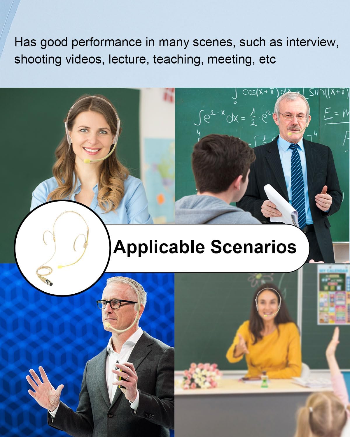 Double Earset Over Headworn Mic, Professional Headset Microphone for AKG Wireless System with Cable Windscreen Mini XLR 3 Pin TA3F Plug for Performance Theater Lecture, 1.5M/4.92FT - Image 6