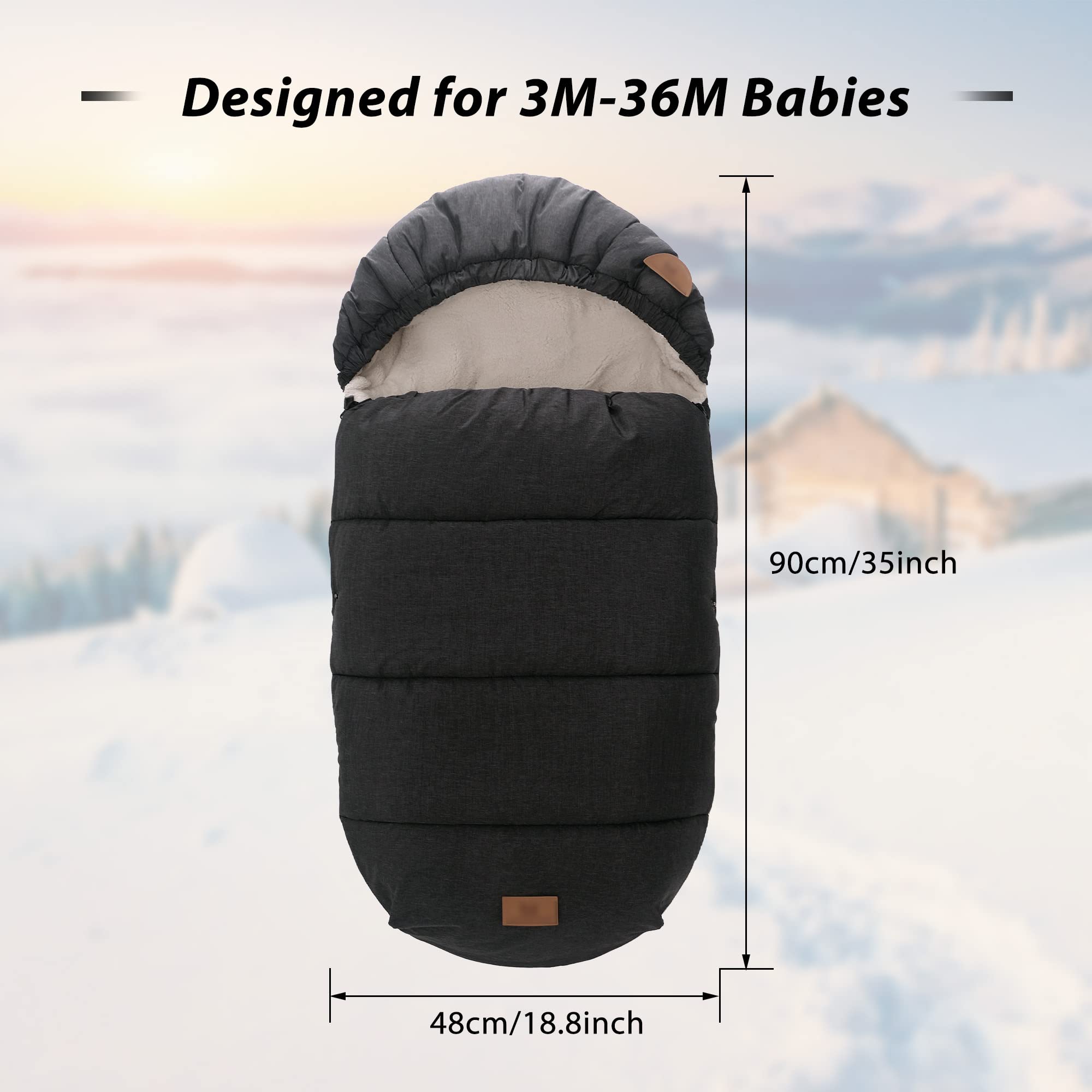 LAT Baby Pushchair Footmuff (B, Black), red black - Image 2
