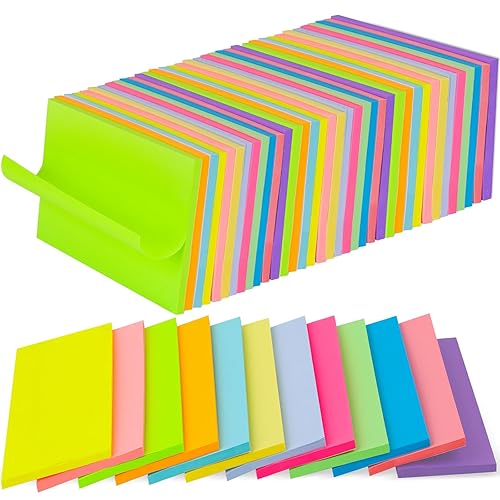 36 Pads Large Sticky Notes 3in x 5in, 12 Colors