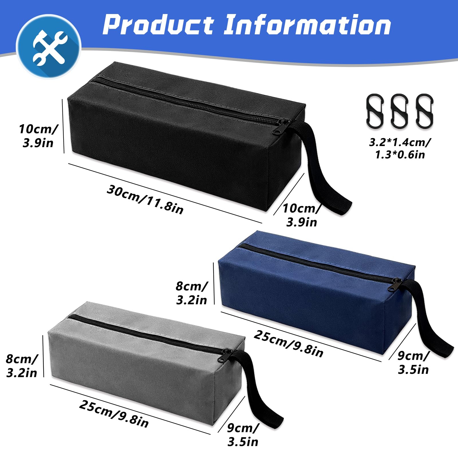 Gobiufy 3 Pcs Multipurpose Zipper Small Tool Bags Set - Image 2