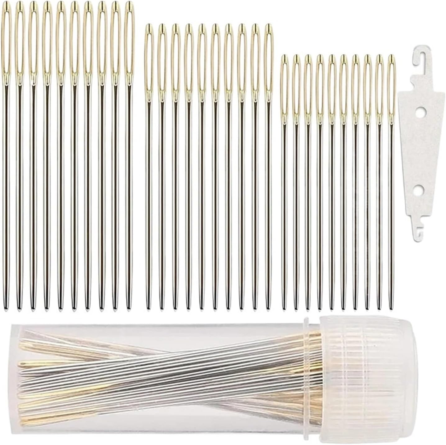 SBTRKT 100PCS Stainless Steel Cross Stitch Needles Blunt Embroidery Needle with Needle Threader Embroidery Home Sewing Tools #22/24/26 (Color : 100PCS, Size : No. 24-(3.7cm))